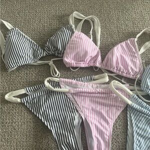 Striped Triangle Bikini Set